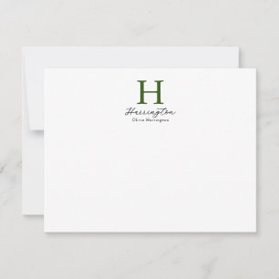 Sophisticated Elegant Green Monogram Card