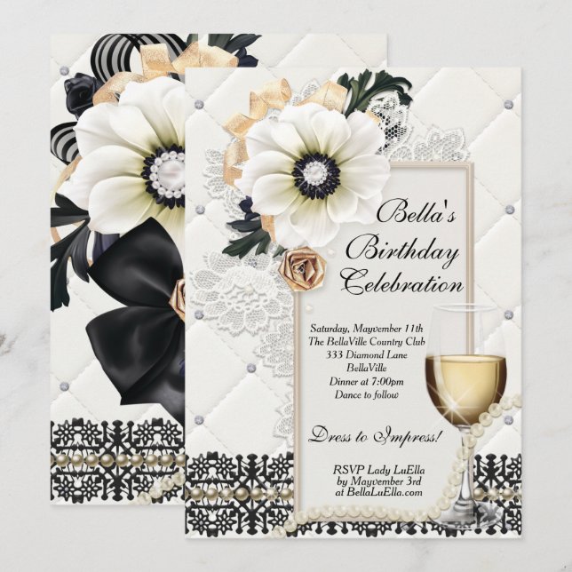 Sophisticated Elegant Party Invitations (Front/Back)
