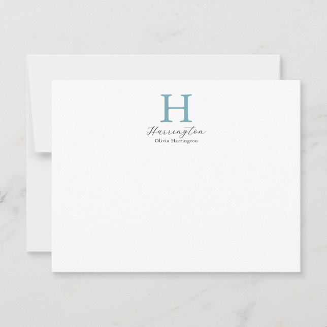 Sophisticated Elegant Teal Monogram Card (Front)