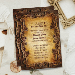 Sophisticated Elegant  western vintage wedding Invitation