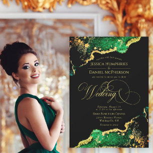 Sophisticated Emerald Green Bronze Invitation