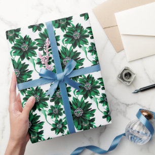 Sophisticated Emerald Green Floral Wrapping Paper