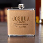 Sophisticated Engraved Cocoa Leather Flask