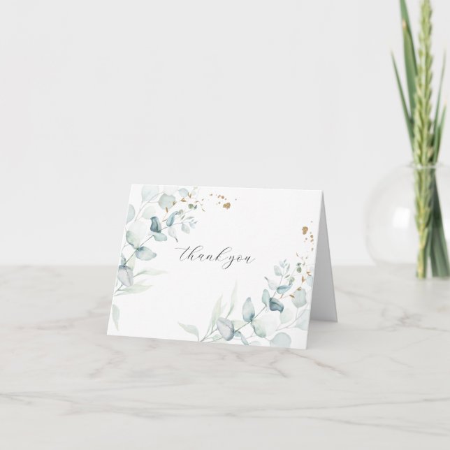 Sophisticated Eucalyptus Leaves and Foliage Thank  You Card (Front)