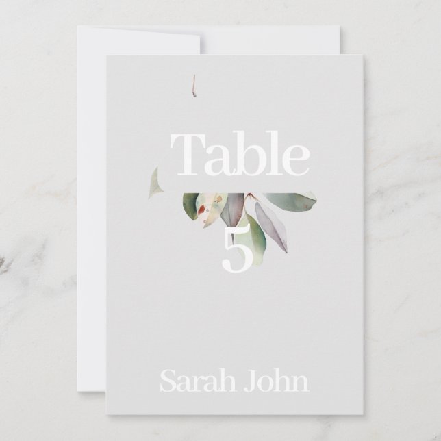 Sophisticated eucalyptus table number  (Front)