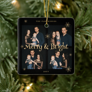 Sophisticated & Exquisite Black and Golden Collage Ceramic Ornament