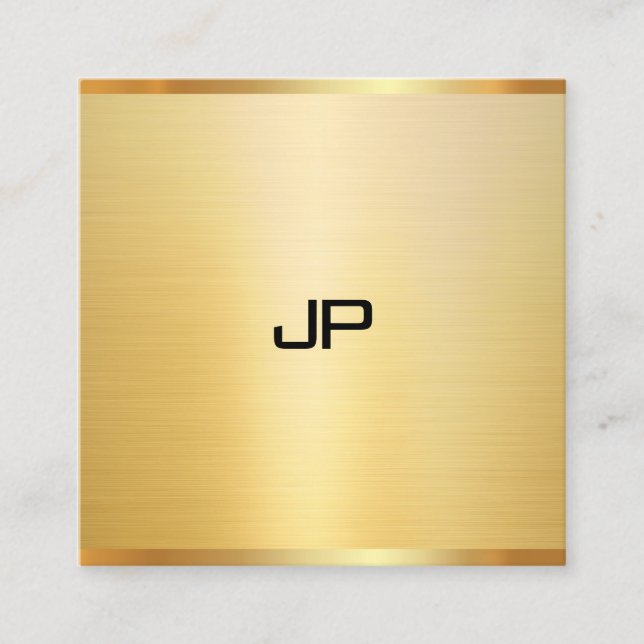 Sophisticated Faux Gold Elegant Template Modern Square Business Card (Front)