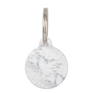Sophisticated Faux White Marble Texture Look Pet Tag