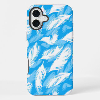 Sophisticated Feather Design On A Bright Blue  iPhone 16 Plus Case