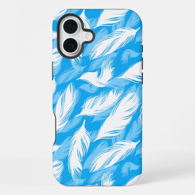 Sophisticated Feather Design On A Bright Blue  iPhone Case (Back)