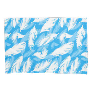 Sophisticated Feather Design On A Bright Blue Pillowcase