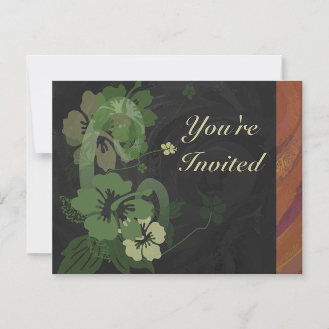 Sophisticated Floral Black Brown Party Invitation (Front)
