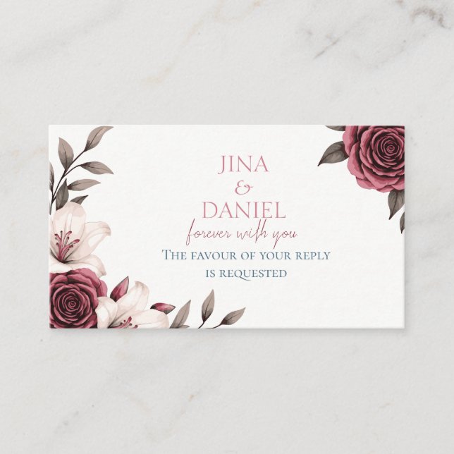 Sophisticated Floral Micro-Wedding Suite Enclosure Card (Front)
