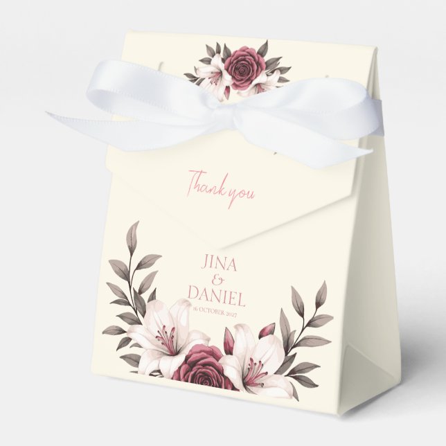 Sophisticated Floral Micro-Wedding Suite  Favour Box (Front Side)