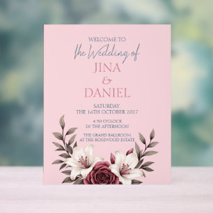 Sophisticated Floral Micro-Wedding Suite (Pink) Acrylic Sign