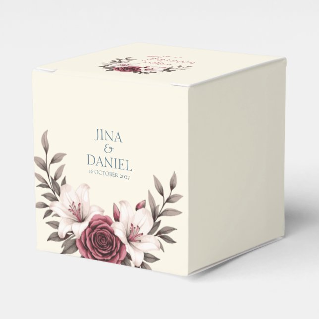 Sophisticated Floral Micro-Wedding Suite (Pink) Favour Box (Front Side)