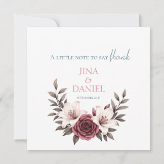 Sophisticated Floral Micro-Wedding Suite Thank You Card