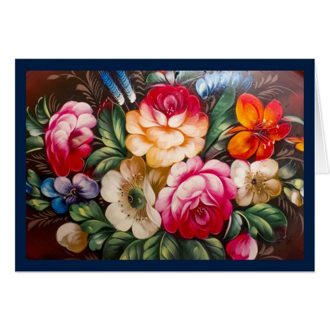 Sophisticated Floral Painting Notecard (Front Horizontal)