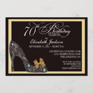 Sophisticated Floral Shoe 70th Birthday Invitation