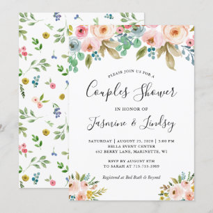 Sophisticated Floral Wedding Couples Shower Invitation