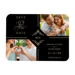 Sophisticated Flourish Wedding Initials Ornamental Magnet