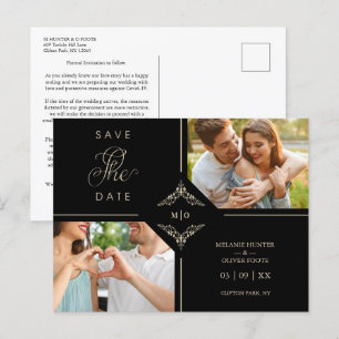 Sophisticated Flourish Wedding Ornamental Initials Announcement Postcard
