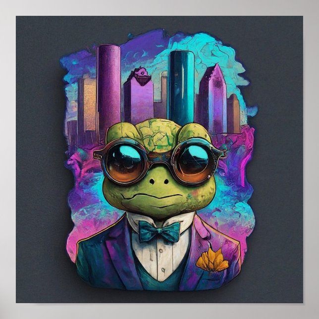 Sophisticated Frog in the City (Houston) Poster (Front)
