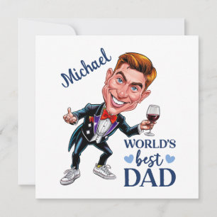 Sophisticated & Fun Dad Caricature Keepsake Holiday Card