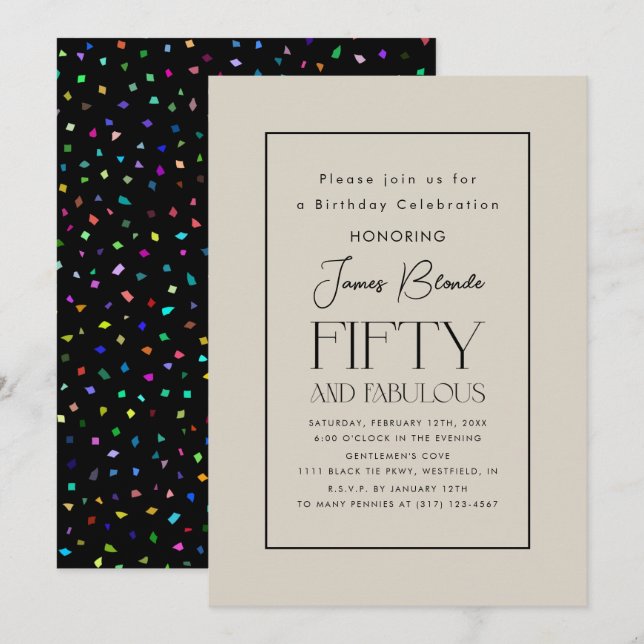 Sophisticated Gentlemen's 50th Birthday Party Invitation (Front/Back)