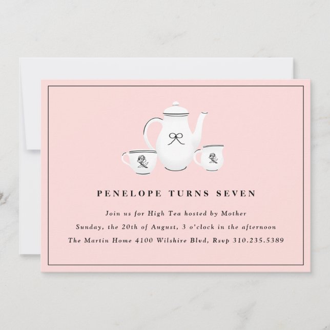 Sophisticated Girls High Tea Birthday Party Invitation (Front)