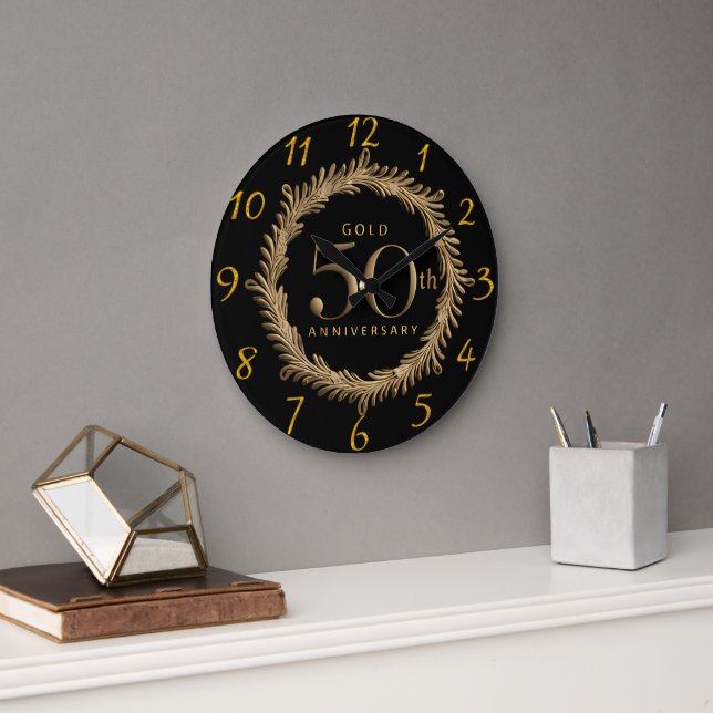 Sophisticated Gold 50th Anniversary  Large Clock (Office)