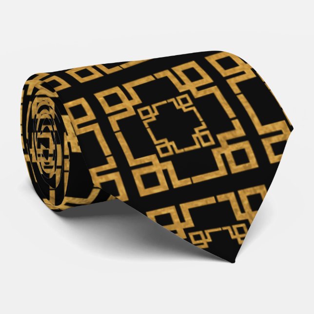 Sophisticated Gold Abstract Mens Neck Tie (Rolled)