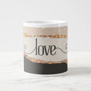 Sophisticated Gold & Black Love Valentine's Large Coffee Mug