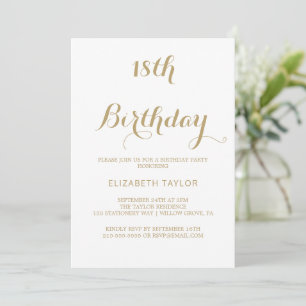 Sophisticated Gold Calligraphy 18th Birthday  Invitation