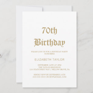 Sophisticated Gold Calligraphy 70th Birthday  Invitation
