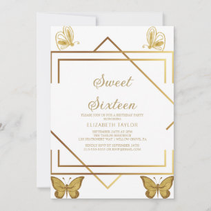Sophisticated Gold Calligraphy Sweet Sixteen Invitation