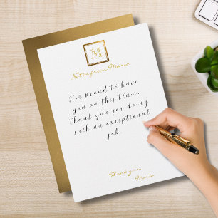 Sophisticated Gold Foil Double Framed Monogram Card