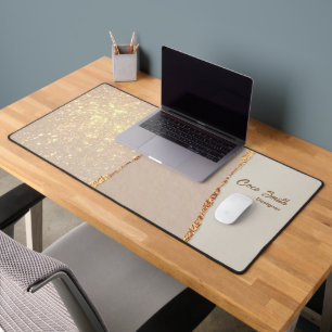 Sophisticated Gold Foil Look Name & Title Desk Mat