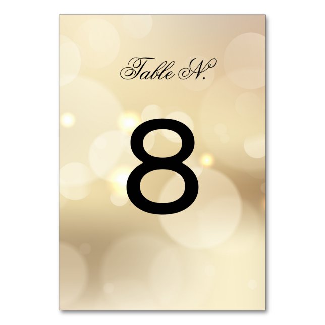 Sophisticated Gold Glitter WEDDING TABLE NUMBER (Front)