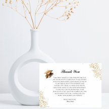 Sophisticated Gold Graduation Thank You Card