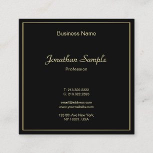 Sophisticated Gold Handwritten Script Elegant Cool Square Business Card
