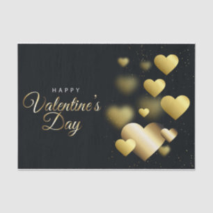 Sophisticated Gold Hearts on a Black Background Tissue Paper