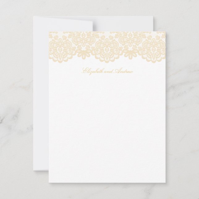 Sophisticated Gold Lace Elegant Wedding Blank Thank You Card (Front)