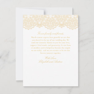Sophisticated Gold Lace Elegant Wedding Pre-Filled Thank You Card
