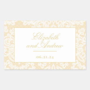 Sophisticated Gold Lace Elegant Wedding Rectangular Sticker