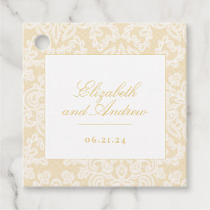 Sophisticated Gold Lace Elegant Wedding Square Favour Tags