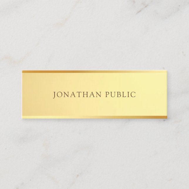 Sophisticated Gold Look Template Elegant Modern Mini Business Card (Front)