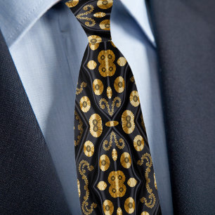 Sophisticated Gold on Black Tie