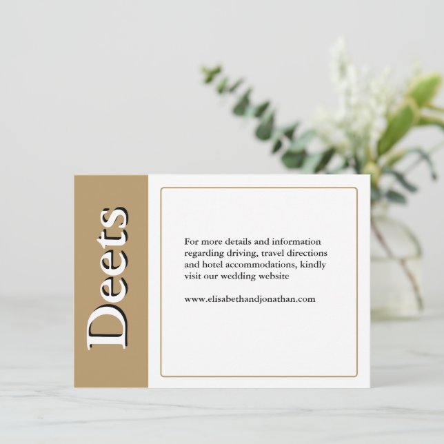 Sophisticated Gold Serif Wedding Stylish Modern  Enclosure Card (Standing Front)