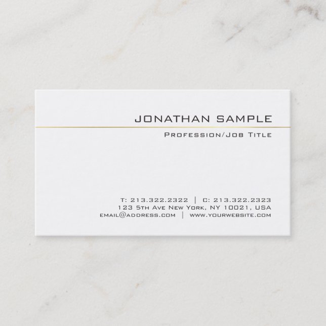 Sophisticated Gold Striped Clean Luxury Trendy Business Card (Front)